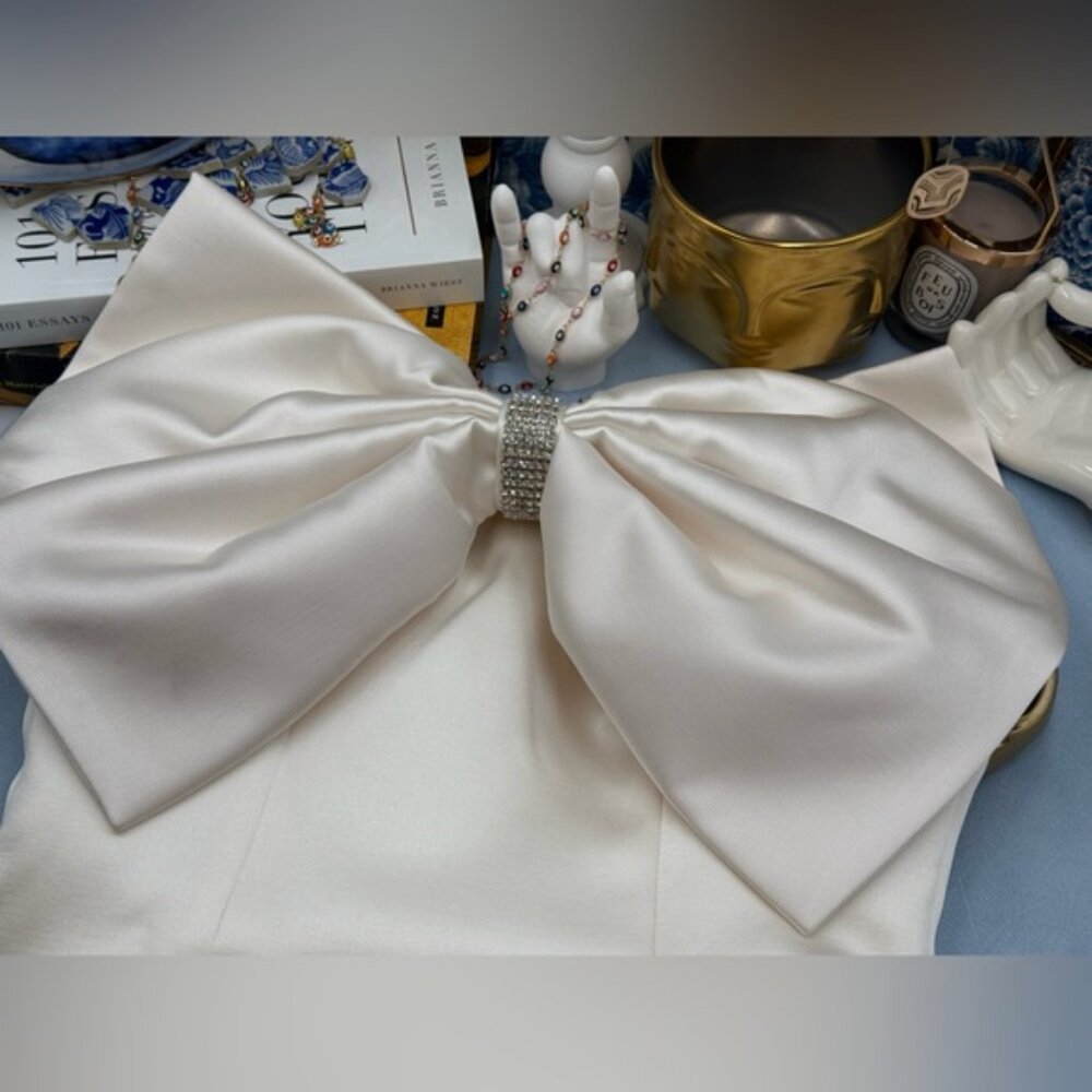 🆕 BRONX & BANCO 🧿 NWOT Evie White Strapless Bow Mini Dress, Sz XS US 2 - Picture 11 of 13